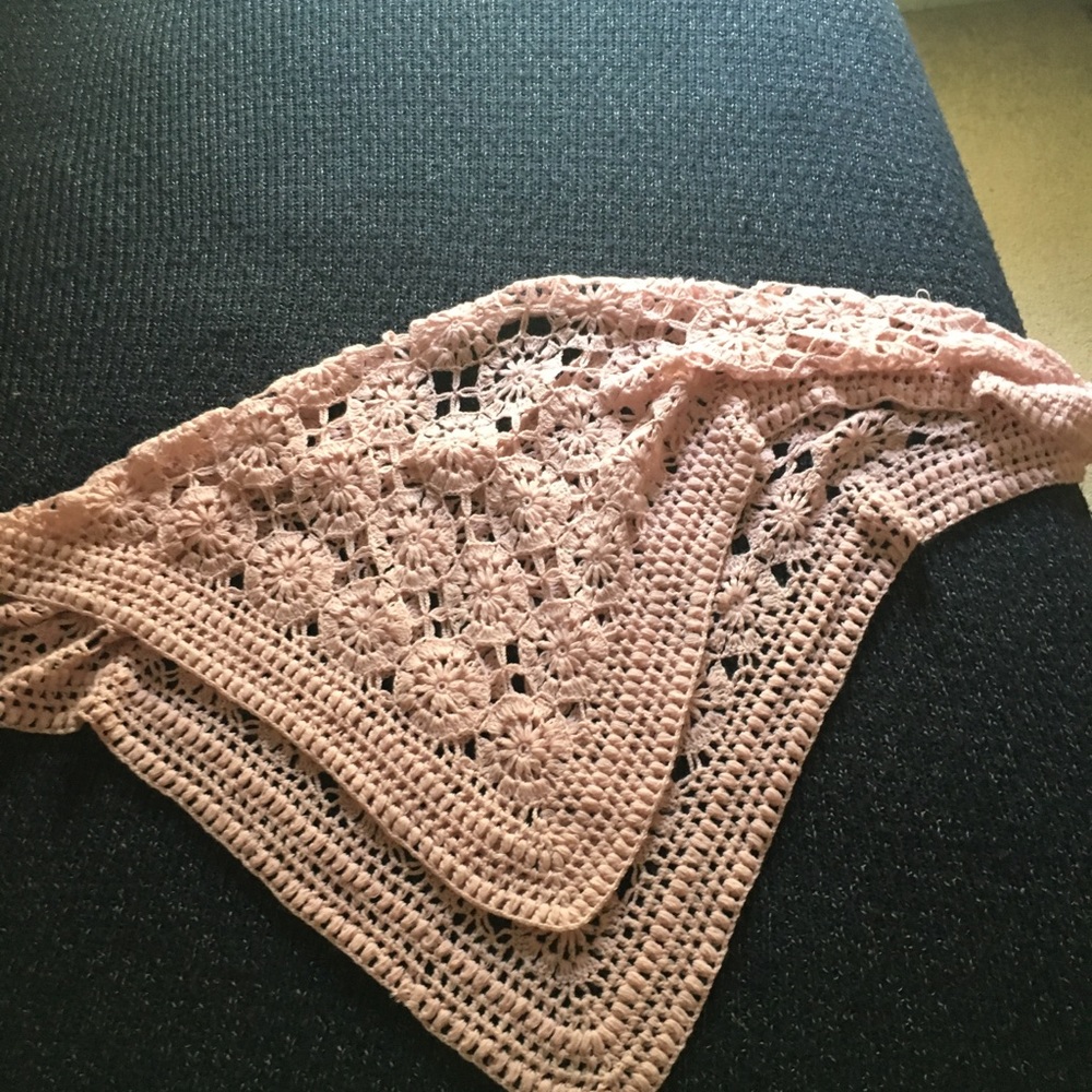 Crocheted pink shawl